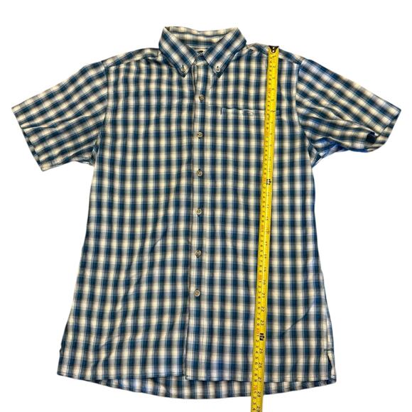 Eddie Bauer Blue Plaid Short Sleeve Button Front Shirt Size Small EUC - Picture 4 of 5